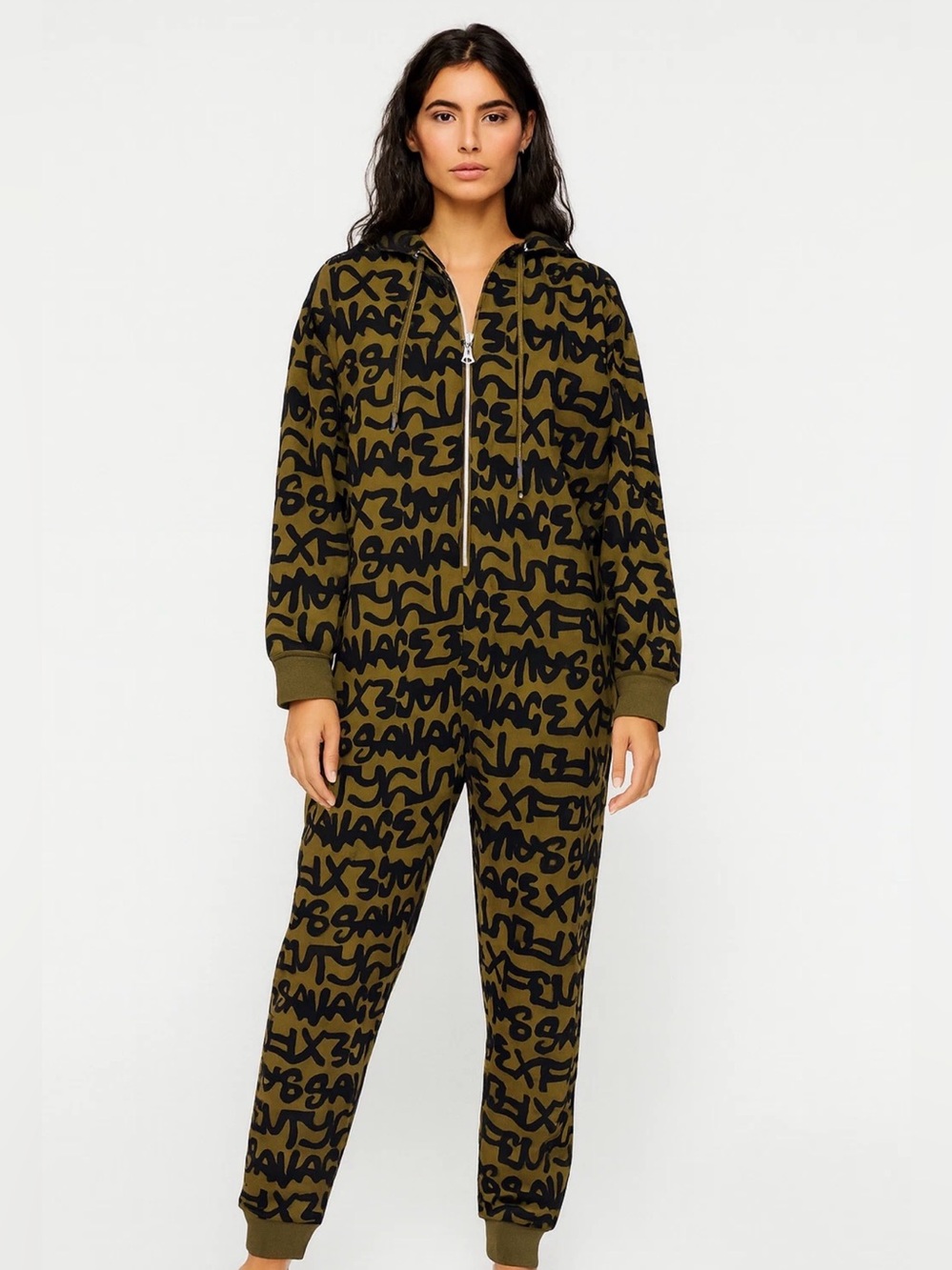 Savage X Fenty Jumpsuit Womens Small Graffiti Hoodie Forever Savage One Piece
